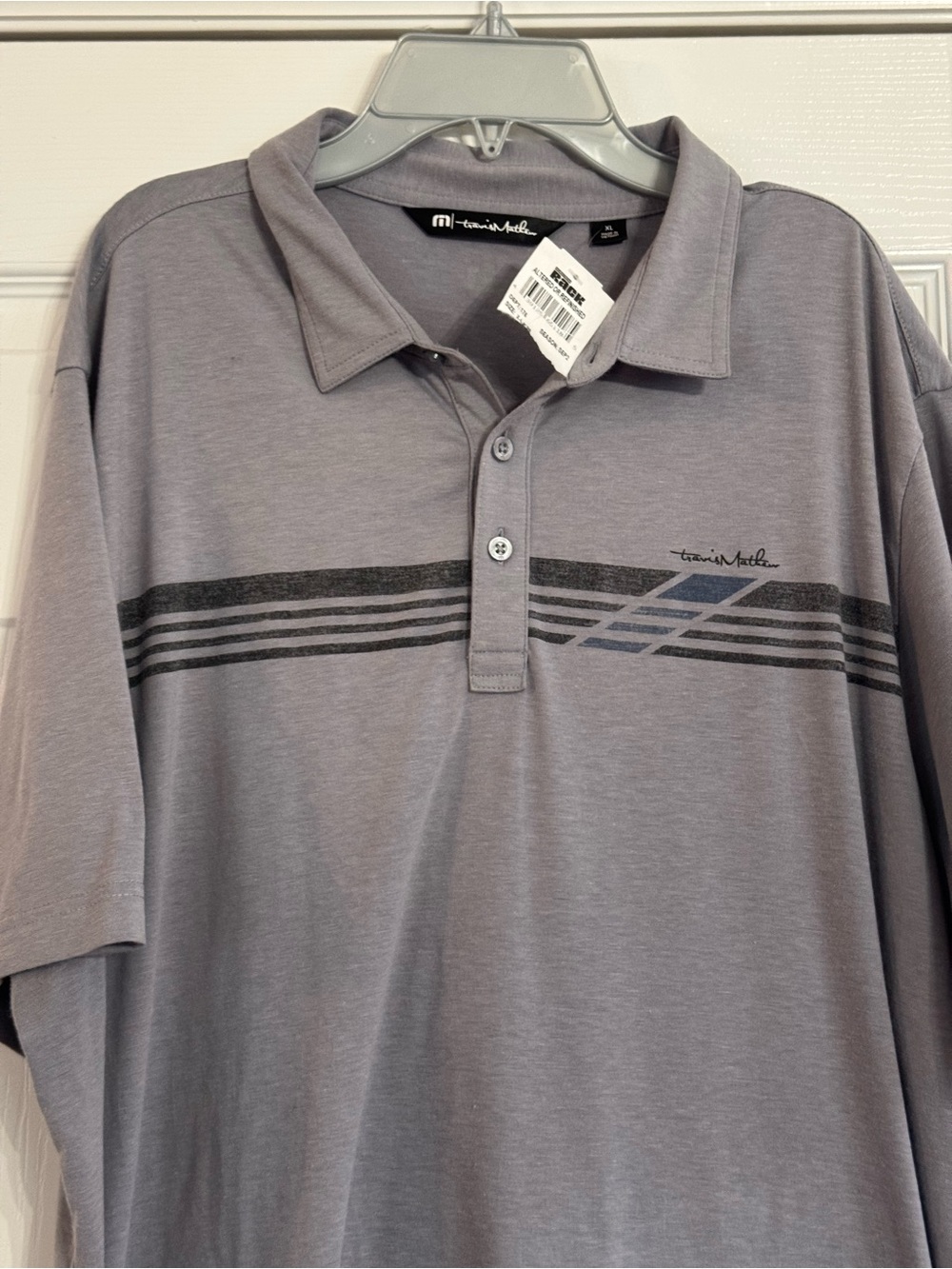 Travis Mathew Villa Life Polo Size XL NWT gray and blue Lightweight